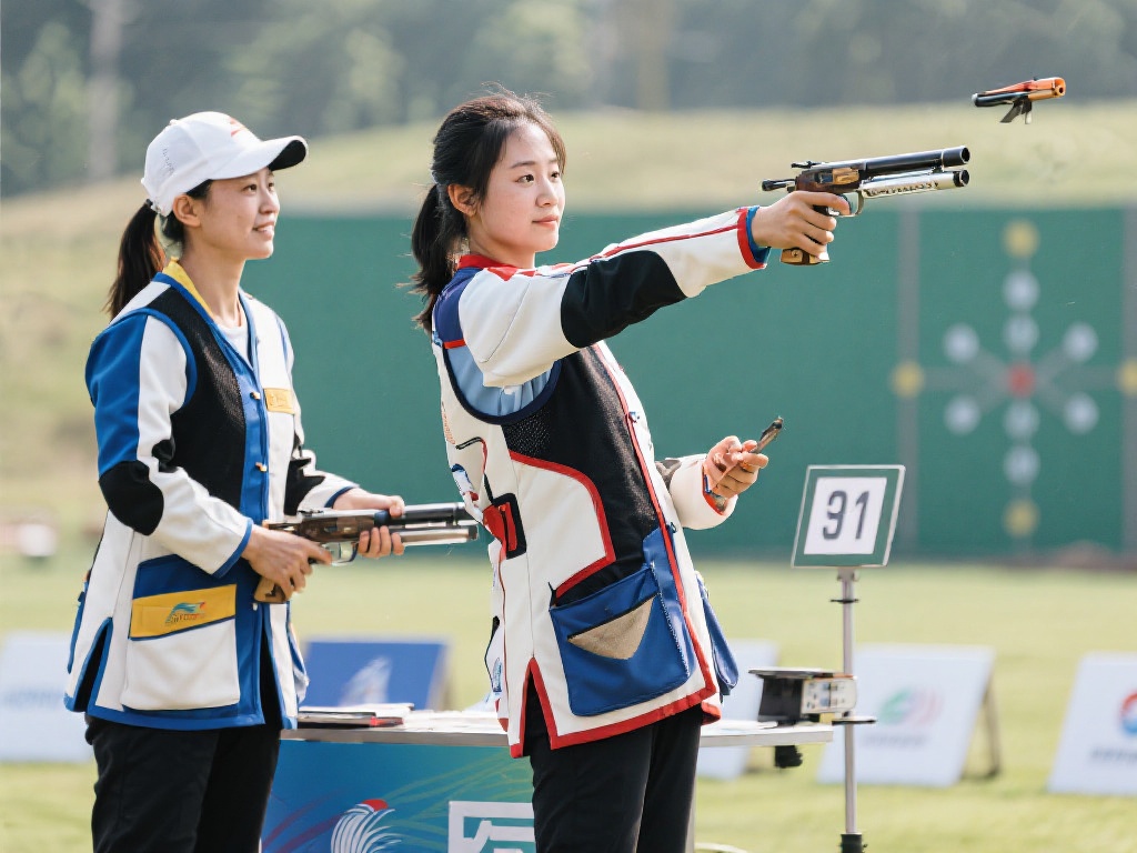 武翠翠陆彦焱巅峰对决夺女子多向飞碟冠亚军